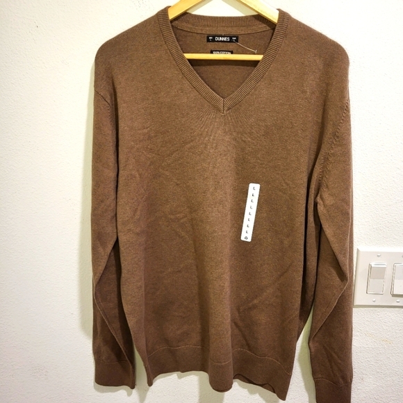 Brooks Brothers Other - Cotton sweater V neck brown long sleeve new with tags